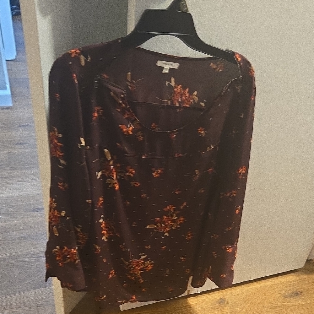 Maurices Dark Floral Blouse - Black and Red